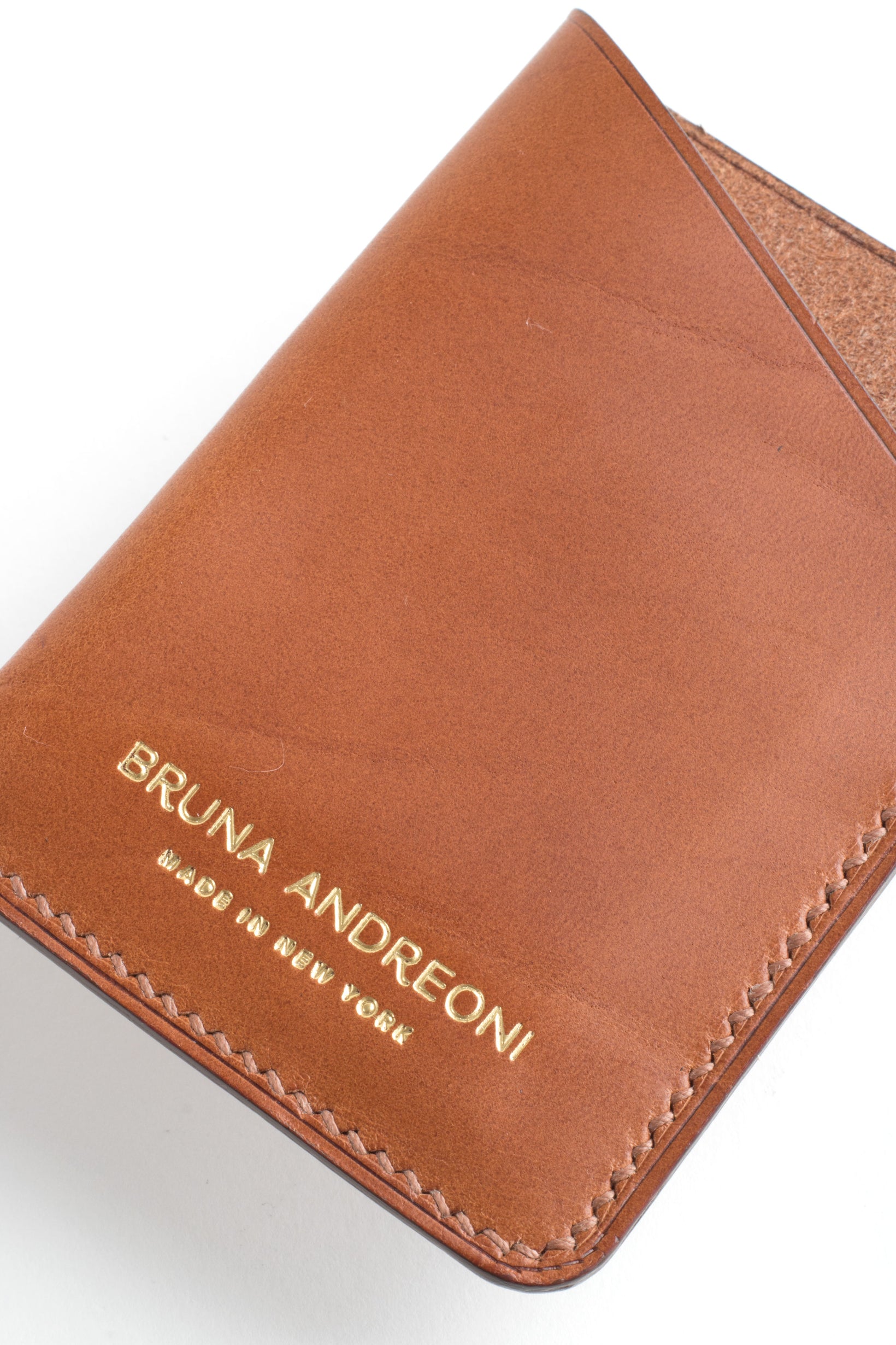 Bruna Andreoni Slim Card Case Cognac Smooth