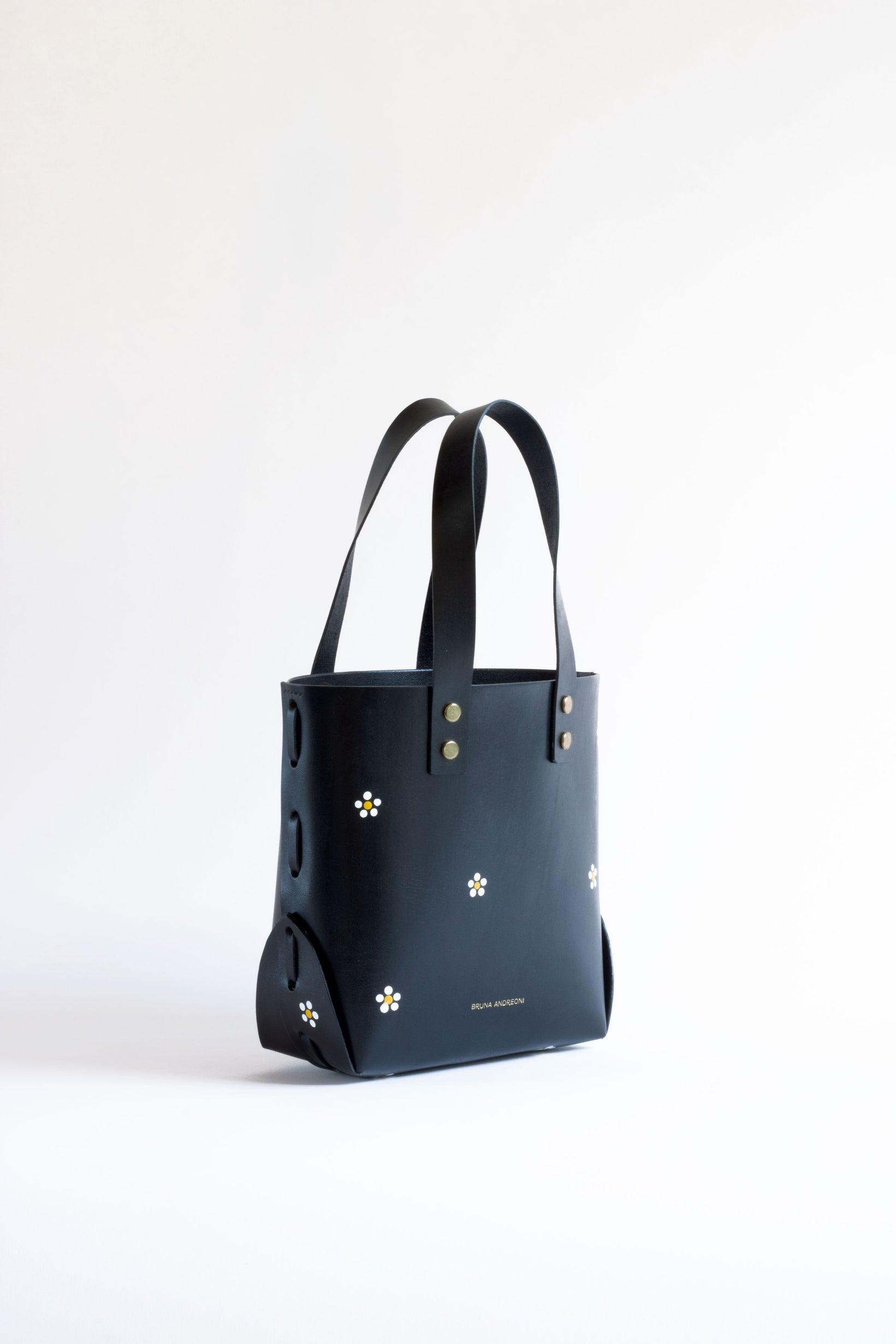 Bruna Andreoni Mini Tote Daisy Black / Brass